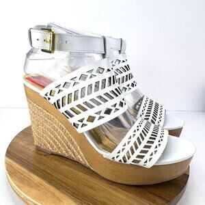 Lauren Ralph Lauren Georgina Espadrille Wedge Sandals Soft Burnished Leather 9.5